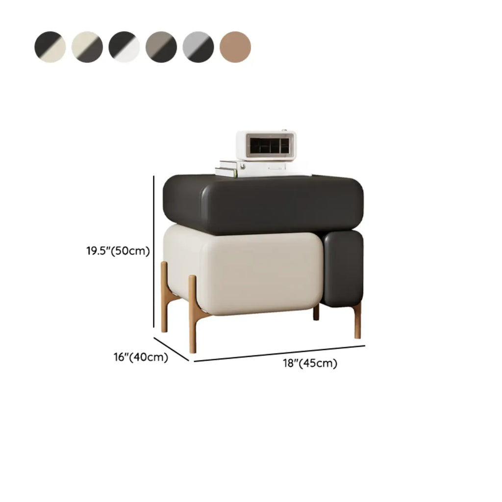 Modern Faux Leather Multi-Color Drawer Nightstand