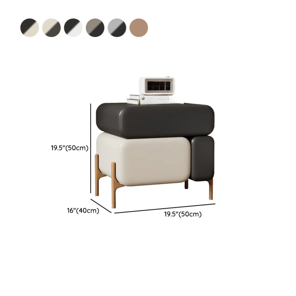 Modern Faux Leather Multi-Color Drawer Nightstand