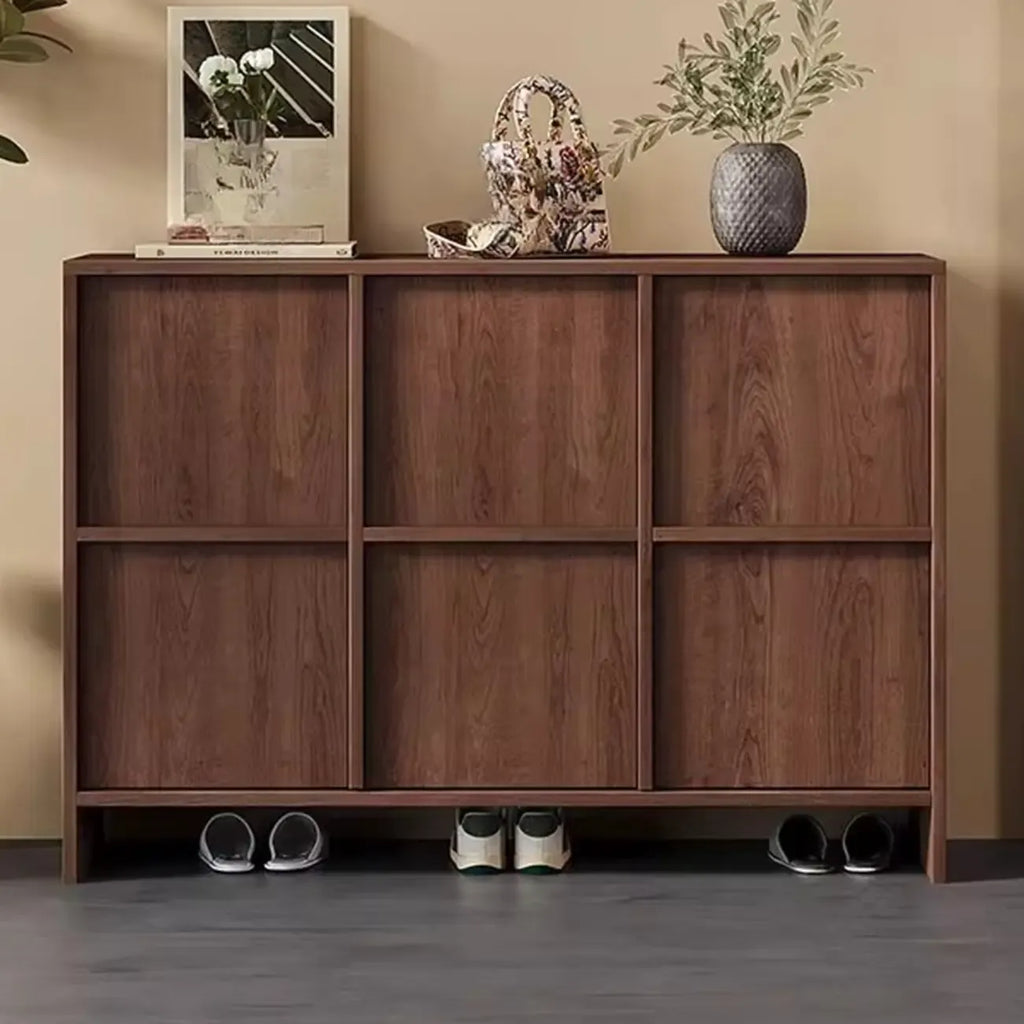 Mid-Century Modern Solid Wood Shoe Storage with 4 Tiers