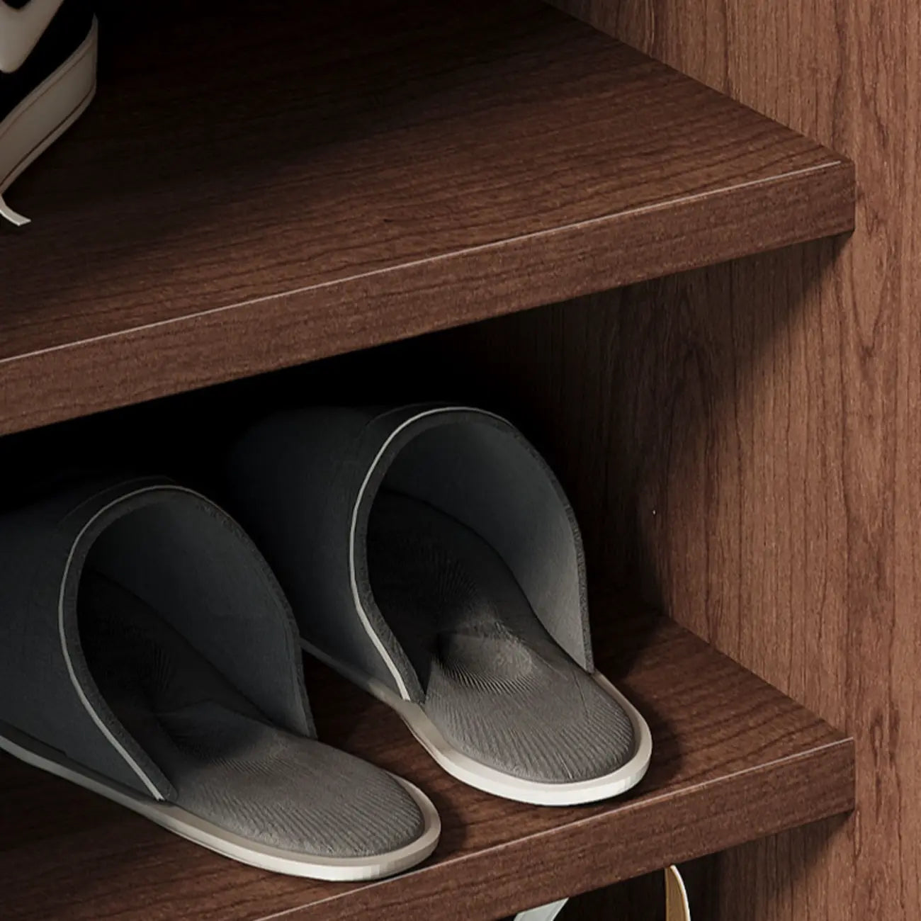Mid-Century Modern Solid Wood Shoe Storage with 4 Tiers