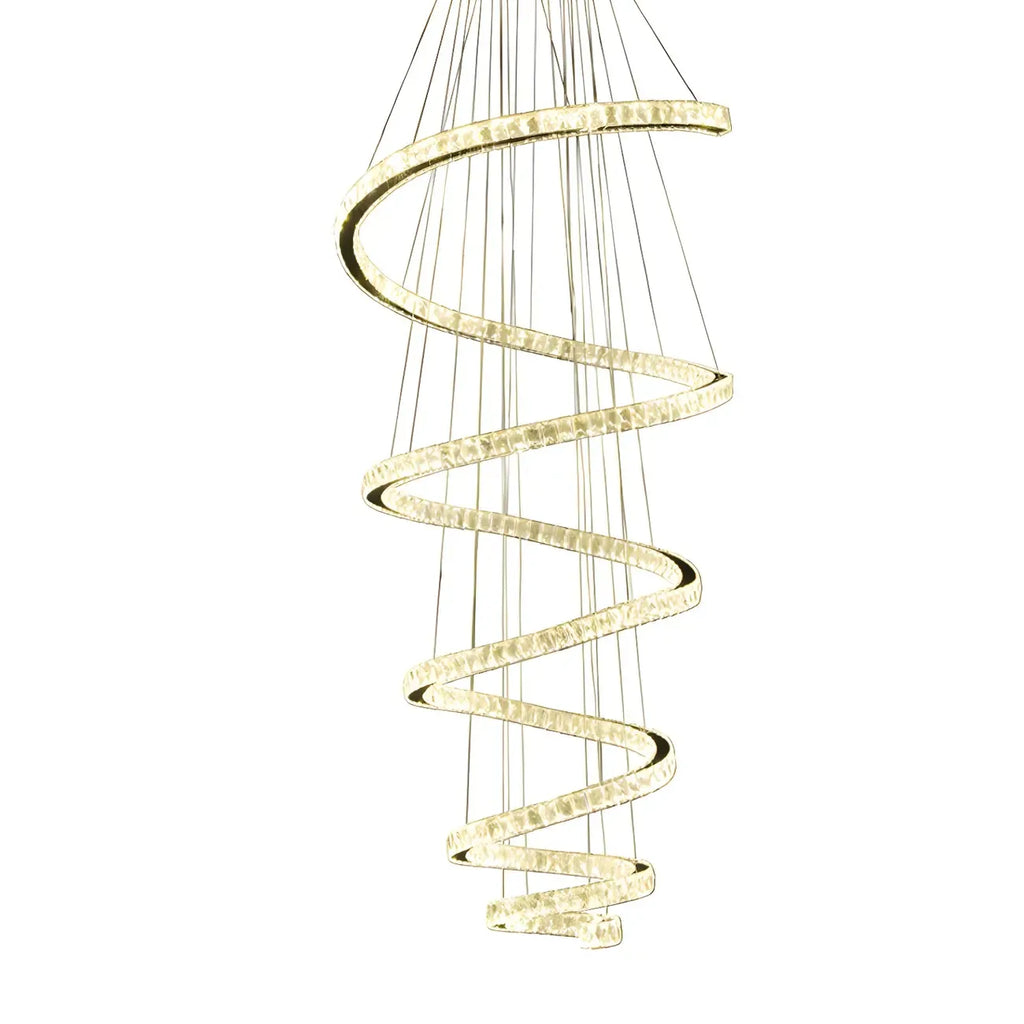 Large Modern Spiral LED Ceiling Crystal Chandelier Tiered Light