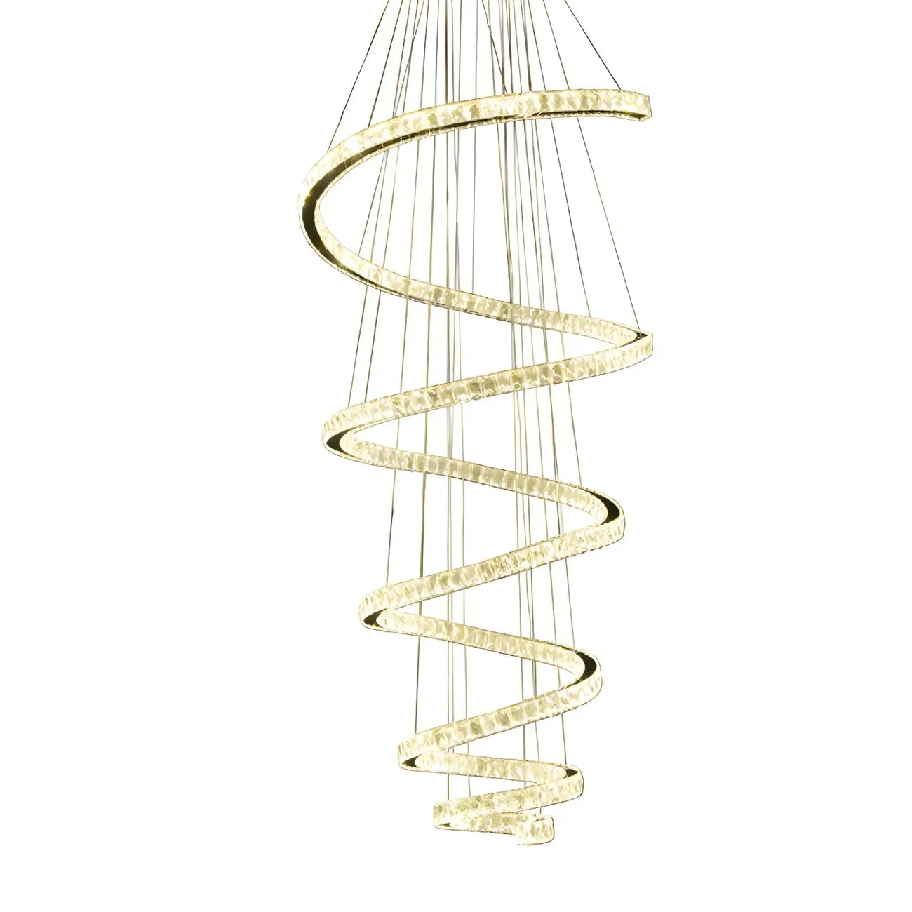 Large Modern Spiral LED Ceiling Crystal Chandelier Tiered Light