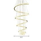 Large Modern Spiral LED Ceiling Crystal Chandelier Tiered Light