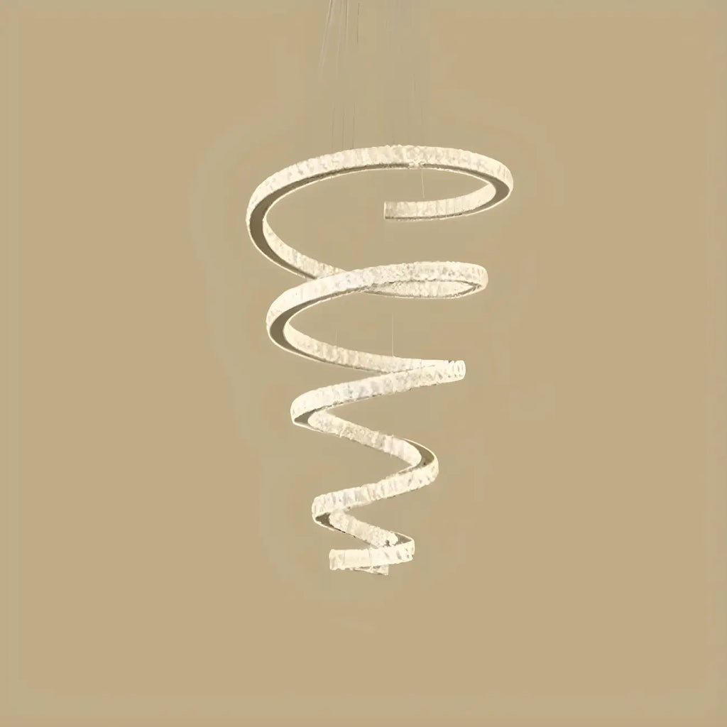 Large Modern Spiral LED Ceiling Crystal Chandelier Tiered Light