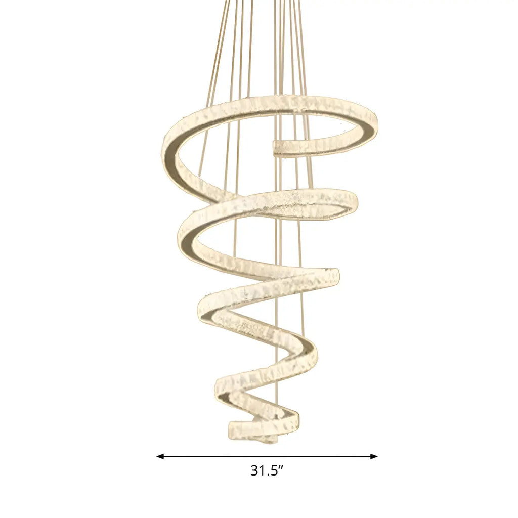 Large Modern Spiral LED Ceiling Crystal Chandelier Tiered Light