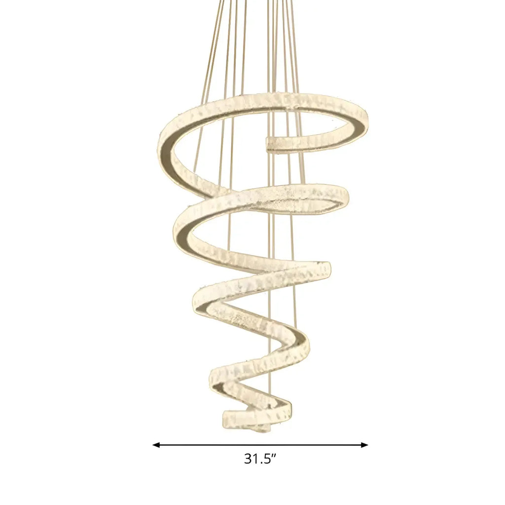 Large Modern Spiral LED Ceiling Crystal Chandelier Tiered Light