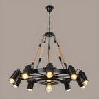 Industrial Chain Mount Black Iron Gear Shape Chandelier