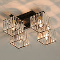 Modern Square Gold Crystal Flush Ceiling Light in 8 Lights