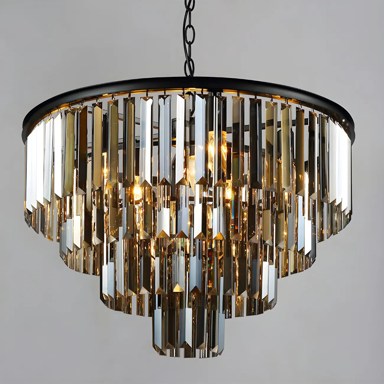 Luxury Circular Clear 3/4 Tiers Crystal Chandelier