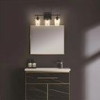 3-Light Industrial Vanity Light Glass Cup Shade LED for Bathroom