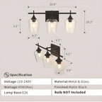 3-Light Industrial Vanity Light Glass Cup Shade LED for Bathroom