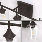 3-Light Industrial Vanity Light Glass Cup Shade LED for Bathroom