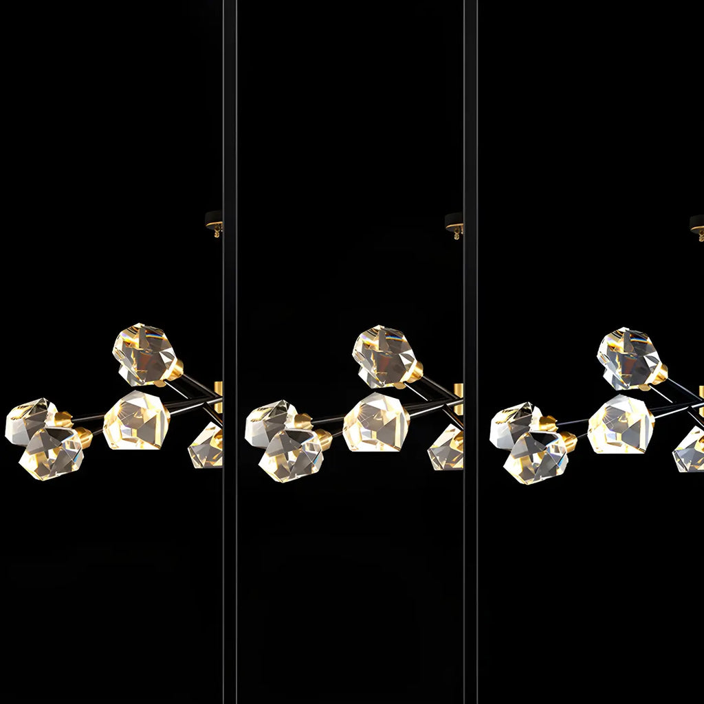 Modern Crystal Brass Sputnik Chandeliers in Black-Gold