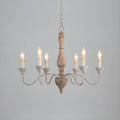 6-Light Classic Wooden Candelabra Chandelier with Chain Mount