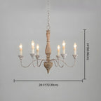 6-Light Classic Wooden Candelabra Chandelier with Chain Mount