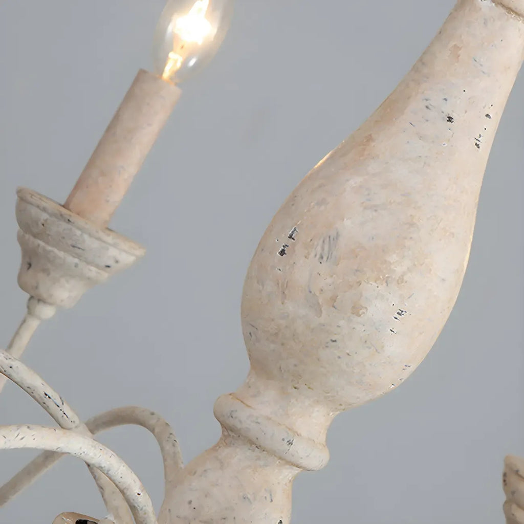 6-Light Classic Wooden Candelabra Chandelier with Chain Mount