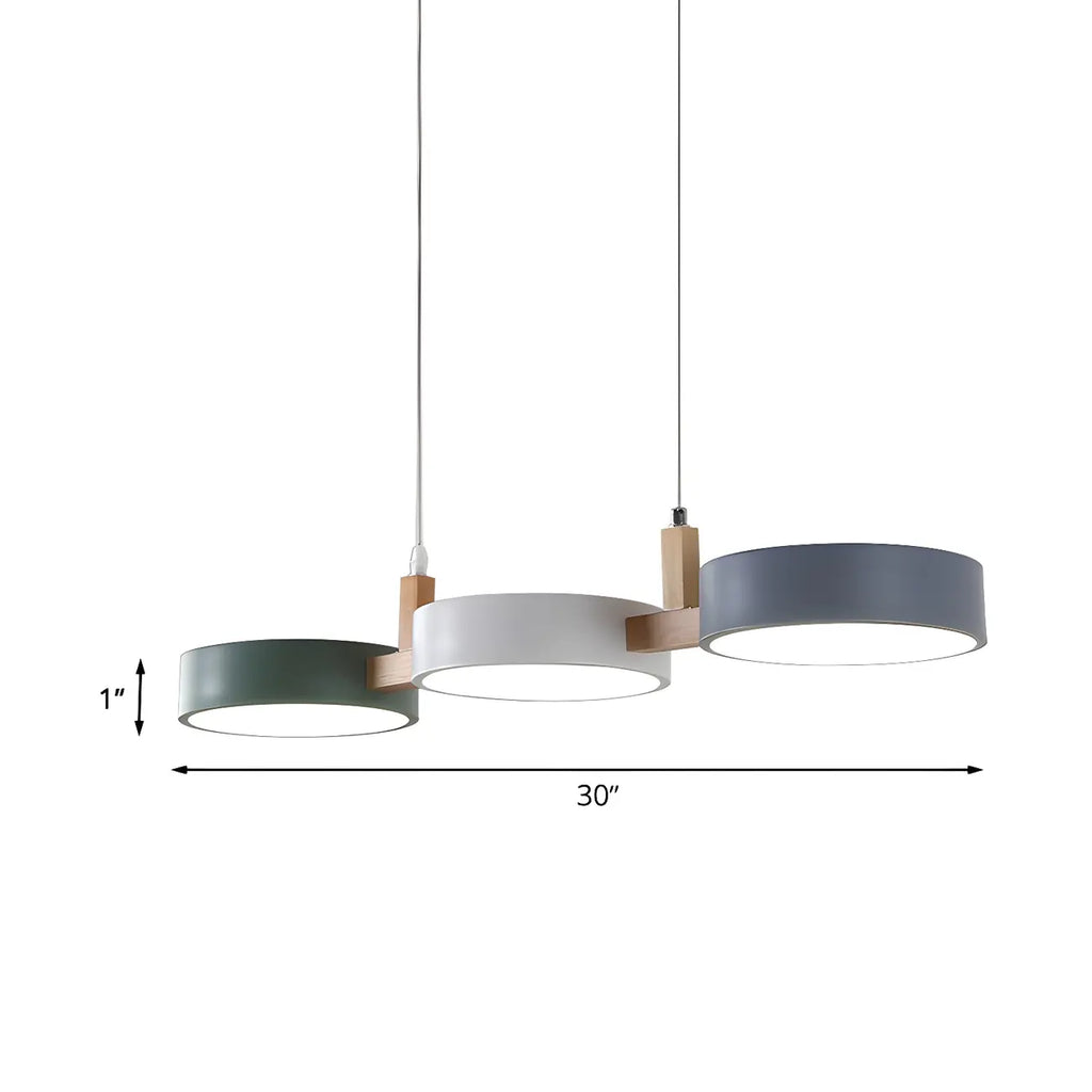 Nordic Island Pendant Lights with 3-Light & Wooden Arm