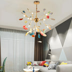 Modern Multi-Color Agate Deco Golden Sputnik Chandelier