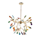Modern Multi-Color Agate Deco Golden Sputnik Chandelier