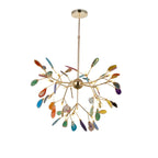 Modern Multi-Color Agate Deco Golden Sputnik Chandelier