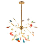 Modern Multi-Color Agate Deco Golden Sputnik Chandelier