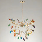 Modern Multi-Color Agate Deco Golden Sputnik Chandelier