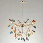 Modern Multi-Color Agate Deco Golden Sputnik Chandelier