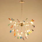 Modern Multi-Color Agate Deco Golden Sputnik Chandelier
