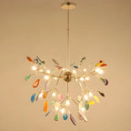 Modern Multi-Color Agate Deco Golden Sputnik Chandelier