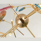 Modern Multi-Color Agate Deco Golden Sputnik Chandelier