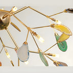 Modern Multi-Color Agate Deco Golden Sputnik Chandelier