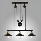 Industrial Black Metal Pulley Pendant Light for Kitchen