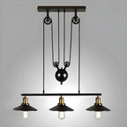 Industrial Black Metal Pulley Pendant Light for Kitchen