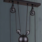 Industrial Black Metal Pulley Pendant Light for Kitchen