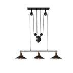 Industrial Black Metal Pulley Pendant Light for Kitchen