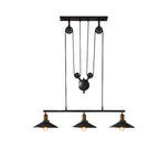 Industrial Black Metal Pulley Pendant Light for Kitchen
