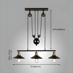 Industrial Black Metal Pulley Pendant Light for Kitchen