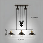Industrial Black Metal Pulley Pendant Light for Kitchen
