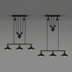 Industrial Black Metal Pulley Pendant Light for Kitchen