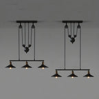 Industrial Black Metal Pulley Pendant Light for Kitchen
