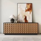 Black & Natural Wooden Fluted Doors TV Stand for 75 Inch TV