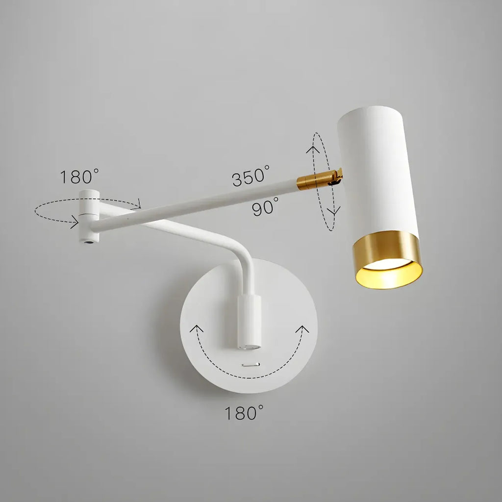 Modern Metal White Black Adjustable Swing Arm Wall Light