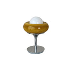 Yellow Egg Tart Globe Glass Silver Table Lamp