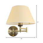 Classic White Fabric Shade Swing Arm Wall Light