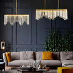 Gold Crystal Geometric Chandelier for Dining Area