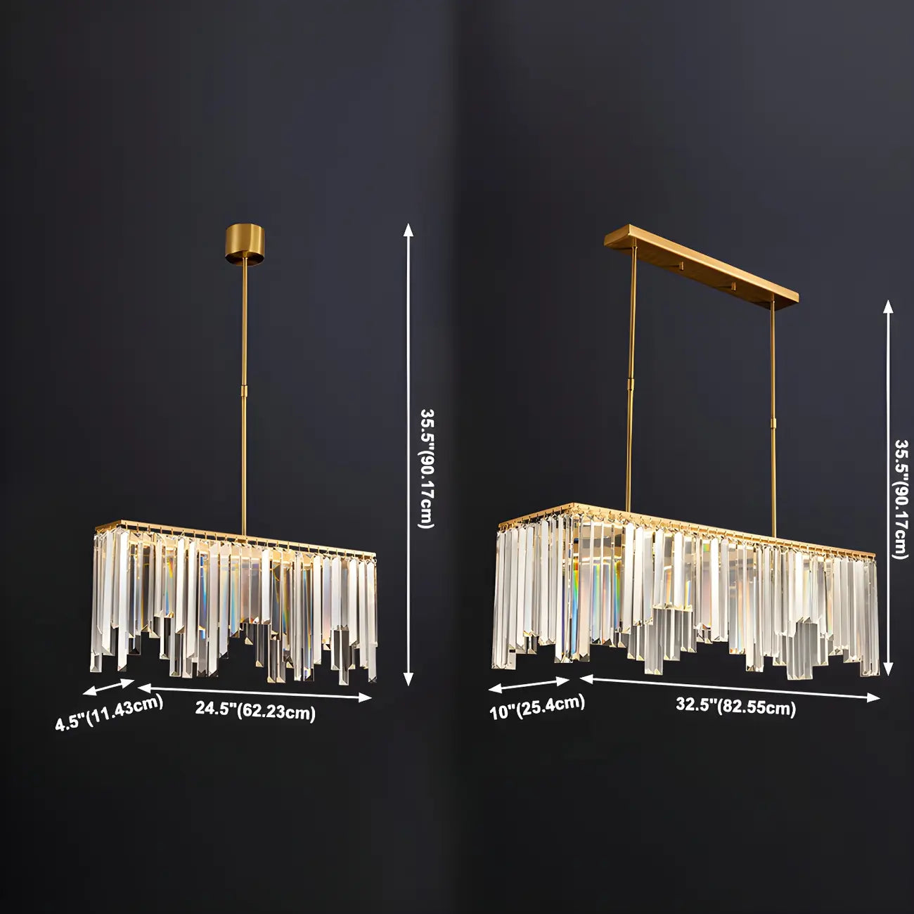 Gold Crystal Geometric Chandelier for Dining Area