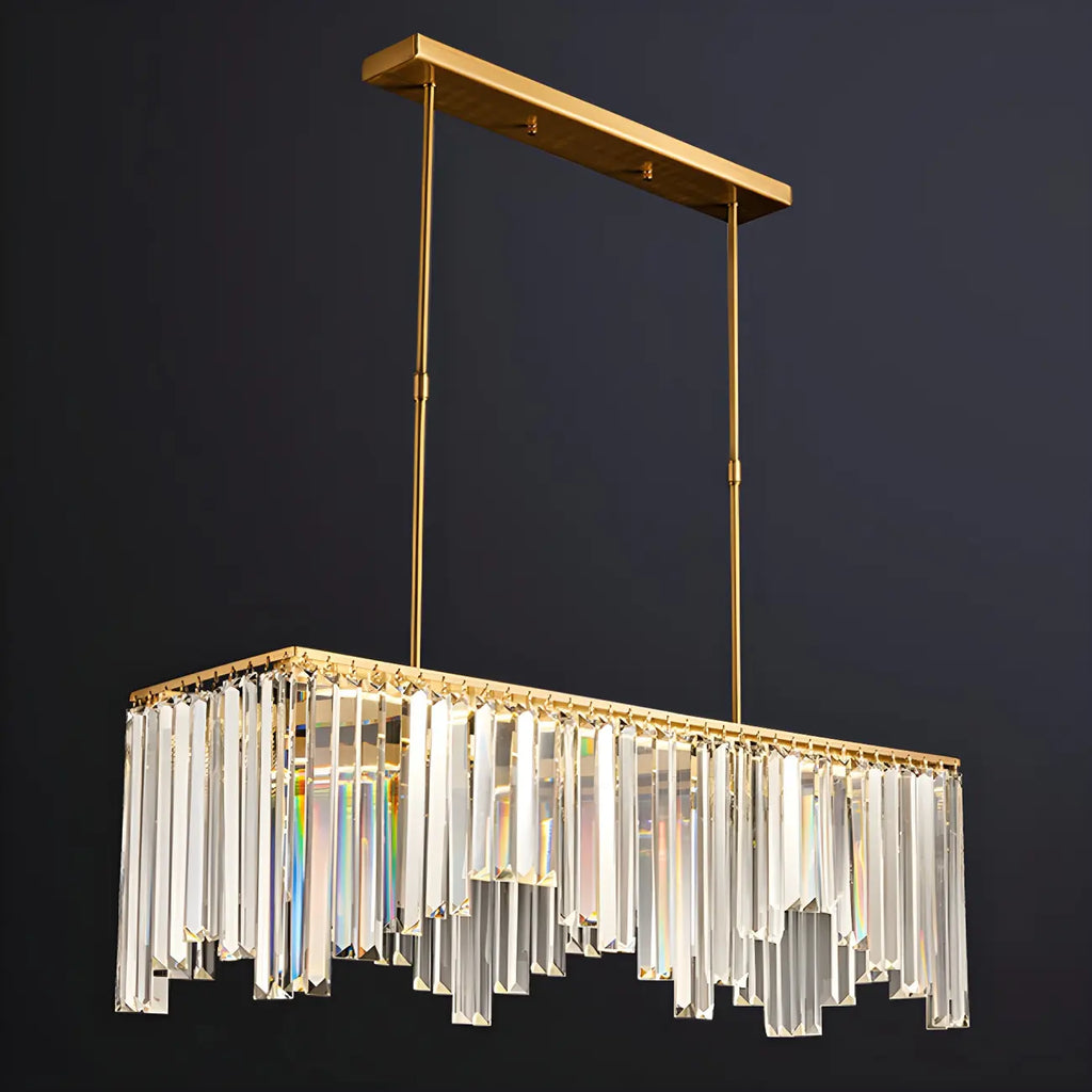 Gold Crystal Geometric Chandelier for Dining Area