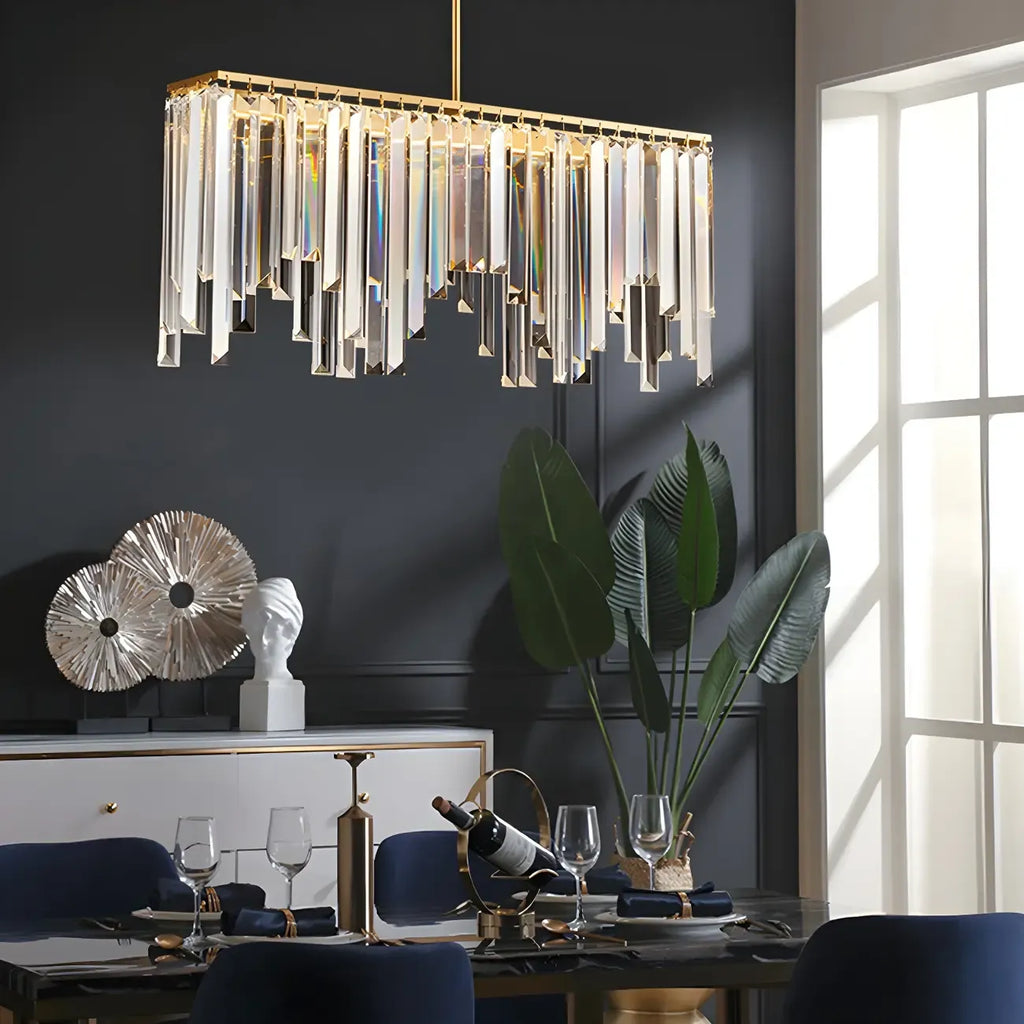 Gold Crystal Geometric Chandelier for Dining Area
