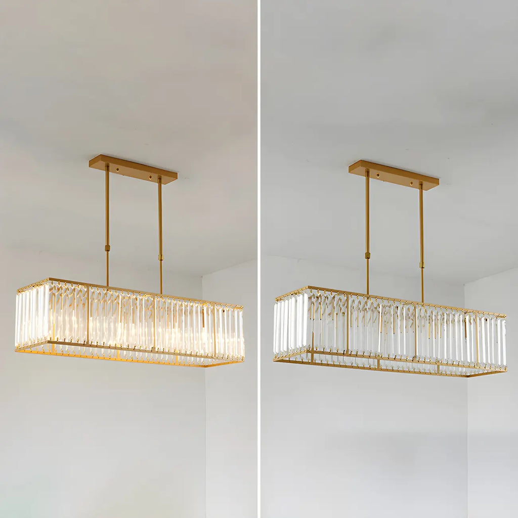 Luxury Crystal Gold Rectangle Island Pendant Light