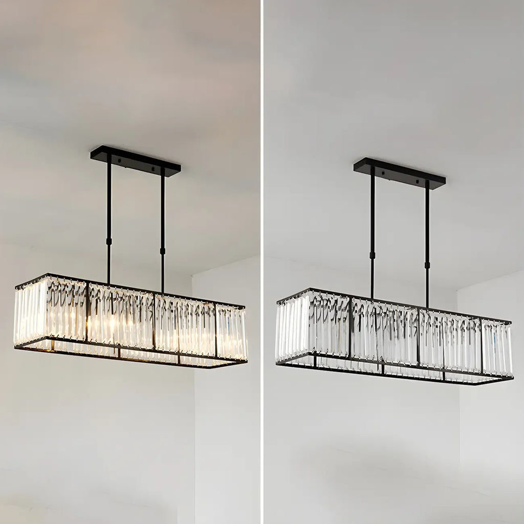 Luxury Crystal Gold Rectangle Island Pendant Light